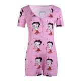 2020 Sexy Women V-neck Bodycon Sleepwear Jumpsuit Button Bodysuit Shorts Romper Leotard Printed Long/Short Sleeve Bodysuit - ENSEIGNE DENIS
