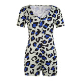 2020 Sexy Women V-neck Bodycon Sleepwear Jumpsuit Button Bodysuit Shorts Romper Leotard Printed Long/Short Sleeve Bodysuit - ENSEIGNE DENIS