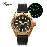 Lugyou Mechanical Automatic NH35 Men's Diver Watch Bronze CUSN8 Rotate Bezel Waffle Rubber Strap Sapphire Glass - ENSEIGNE DENIS
