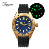 Lugyou Mechanical Automatic NH35 Men's Diver Watch Bronze CUSN8 Rotate Bezel Waffle Rubber Strap Sapphire Glass - ENSEIGNE DENIS
