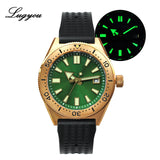 Lugyou Mechanical Automatic NH35 Men's Diver Watch Bronze CUSN8 Rotate Bezel Waffle Rubber Strap Sapphire Glass - ENSEIGNE DENIS