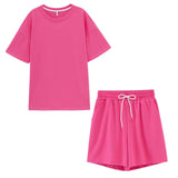 toppies summer tracksuits womens two peices set leisure outfits cotton oversized t-shirts high waist shorts candy color clothing - ENSEIGNE DENIS