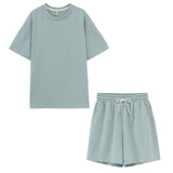 toppies summer tracksuits womens two peices set leisure outfits cotton oversized t-shirts high waist shorts candy color clothing - ENSEIGNE DENIS