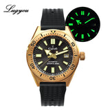 Lugyou Mechanical Automatic NH35 Men's Diver Watch Bronze CUSN8 Rotate Bezel Waffle Rubber Strap Sapphire Glass - ENSEIGNE DENIS