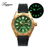 Lugyou Mechanical Automatic NH35 Men's Diver Watch Bronze CUSN8 Rotate Bezel Waffle Rubber Strap Sapphire Glass - ENSEIGNE DENIS