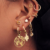 Modyle 2020 New Fashion Gold Color Earrings For Woman Trendy Geometric Map Circle Moon Star Stud Earrings Set Female Jewelry - ENSEIGNE DENIS