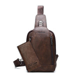 Celinv Koilm Men Crossbody Bag Big Size Daily Chest Bag High Quality Large Capacity Split Leather Shoulder Sling Bag For iPad - ENSEIGNE DENIS