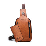 Celinv Koilm Men Crossbody Bag Big Size Daily Chest Bag High Quality Large Capacity Split Leather Shoulder Sling Bag For iPad - ENSEIGNE DENIS