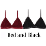 1/2PCS Women Bralette French Style Lace Bra Girls Triangle Cup Lingerie Deep V Wireless Underwear Soft Thin Seamless Bra