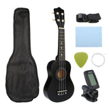 21 inch Ukelele Soprano 4 Strings Hawaiian Spruce Basswood Guitar Musical Instrument Set Kits+Tuner+String+Strap+Bag - ENSEIGNE DENIS