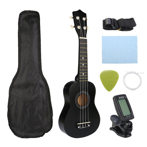 21 inch Ukelele Soprano 4 Strings Hawaiian Spruce Basswood Guitar Musical Instrument Set Kits+Tuner+String+Strap+Bag - ENSEIGNE DENIS