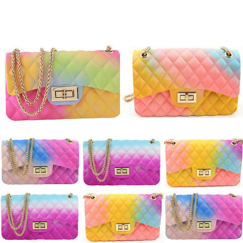 2020 New Fashion Women Ladies Jelly Chain Bag Women's Rainbow PVC Bag Shoulder Bag Handbag - ENSEIGNE DENIS