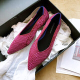 New Summer Woven Flat Shoes Knit Ballet Shoes Women Pointed Shallow Casual Boat Shoes Breathable Nurse Pregnant Shoes Zapatos De - ENSEIGNE DENIS