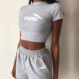2 Pieces Set Women Summer O-Neck Casual Crop Top 2020 Female Clothing Tracksuit Pockets Loose Shorts Two Pieces - ENSEIGNE DENIS