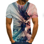 2020 new flame men's T-shirt summer fashion short-sleeved 3D round neck tops smoke element shirt trendy men's T-shirt