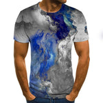 2020 new flame men's T-shirt summer fashion short-sleeved 3D round neck tops smoke element shirt trendy men's T-shirt