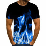 2020 new flame men's T-shirt summer fashion short-sleeved 3D round neck tops smoke element shirt trendy men's T-shirt