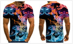 2020 new flame men's T-shirt summer fashion short-sleeved 3D round neck tops smoke element shirt trendy men's T-shirt