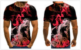 2020 new flame men's T-shirt summer fashion short-sleeved 3D round neck tops smoke element shirt trendy men's T-shirt