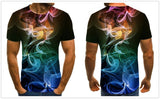 2020 new flame men's T-shirt summer fashion short-sleeved 3D round neck tops smoke element shirt trendy men's T-shirt