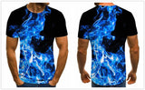 2020 new flame men's T-shirt summer fashion short-sleeved 3D round neck tops smoke element shirt trendy men's T-shirt