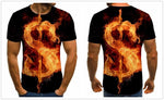 2020 new flame men's T-shirt summer fashion short-sleeved 3D round neck tops smoke element shirt trendy men's T-shirt