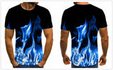 2020 new flame men's T-shirt summer fashion short-sleeved 3D round neck tops smoke element shirt trendy men's T-shirt