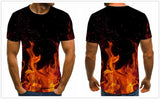 2020 new flame men's T-shirt summer fashion short-sleeved 3D round neck tops smoke element shirt trendy men's T-shirt