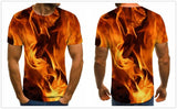 2020 new flame men's T-shirt summer fashion short-sleeved 3D round neck tops smoke element shirt trendy men's T-shirt