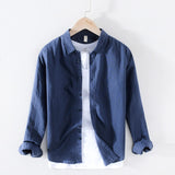 Cotton Linen Casual Shirts Men Basic Classic White Hawaiian Shirt 2020 Summer Male Long Sleeve Stand Collar Breathable Thin Tops - ENSEIGNE DENIS