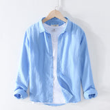 Cotton Linen Casual Shirts Men Basic Classic White Hawaiian Shirt 2020 Summer Male Long Sleeve Stand Collar Breathable Thin Tops - ENSEIGNE DENIS