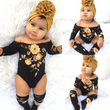 2020 Autumn Newborn Toddler Baby Girls Long Sleeve Flower Romper + Leg