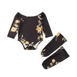 2020 Autumn Newborn Toddler Baby Girls Long Sleeve Flower Romper + Leg