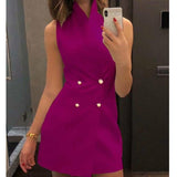hirigin Women Sleeveless OL Bodycon Mini Dress Sexy V-neck Buttoned New arrival Summer Party Dress - ENSEIGNE DENIS