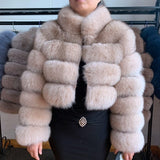 2020 NEW Natural Short Real Fox Fur Coat For Women With Stand Collar Thick Warm Winter Genuine Fox Fur Jacket High Quality Fur - ENSEIGNE DENIS