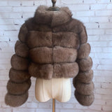 2020 NEW Natural Short Real Fox Fur Coat For Women With Stand Collar Thick Warm Winter Genuine Fox Fur Jacket High Quality Fur - ENSEIGNE DENIS