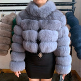 2020 NEW Natural Short Real Fox Fur Coat For Women With Stand Collar Thick Warm Winter Genuine Fox Fur Jacket High Quality Fur - ENSEIGNE DENIS