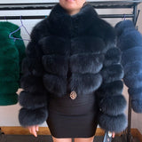 2020 NEW Natural Short Real Fox Fur Coat For Women With Stand Collar Thick Warm Winter Genuine Fox Fur Jacket High Quality Fur - ENSEIGNE DENIS