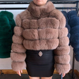 2020 NEW Natural Short Real Fox Fur Coat For Women With Stand Collar Thick Warm Winter Genuine Fox Fur Jacket High Quality Fur - ENSEIGNE DENIS