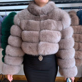 2020 NEW Natural Short Real Fox Fur Coat For Women With Stand Collar Thick Warm Winter Genuine Fox Fur Jacket High Quality Fur - ENSEIGNE DENIS