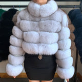 2020 NEW Natural Short Real Fox Fur Coat For Women With Stand Collar Thick Warm Winter Genuine Fox Fur Jacket High Quality Fur - ENSEIGNE DENIS