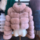 2020 NEW Natural Short Real Fox Fur Coat For Women With Stand Collar Thick Warm Winter Genuine Fox Fur Jacket High Quality Fur - ENSEIGNE DENIS