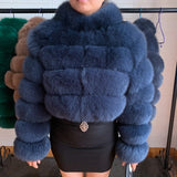 2020 NEW Natural Short Real Fox Fur Coat For Women With Stand Collar Thick Warm Winter Genuine Fox Fur Jacket High Quality Fur - ENSEIGNE DENIS