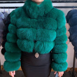 2020 NEW Natural Short Real Fox Fur Coat For Women With Stand Collar Thick Warm Winter Genuine Fox Fur Jacket High Quality Fur - ENSEIGNE DENIS