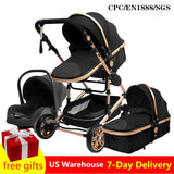 Luxurious Baby Stroller 3 in 1 Portable Travel Baby Carriage Folding Prams Aluminum Frame High Landscape Car for Newborn Baby - ENSEIGNE DENIS