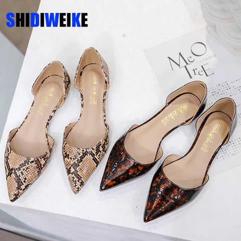 Women Flats Basic Snake Skin PU Leather Women Shoes Casual Fashion D'Orsay Shoes Summer Platform Ladies Shoe AB378 - ENSEIGNE DENIS