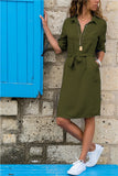 Fashion Turn-down Collar Party Autumn Shirt Dress Women Solid Three Quarter Sleeve Summer Dress Plus Size Casual Vestidos Robe - ENSEIGNE DENIS