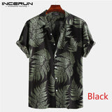 INCERUN Men Short Sleeve Lapel Printed Shirt Tropical Leaf Pattern Floral Shirt Casual Summer Hawaiian Holiday Camisa Tops S-5XL - ENSEIGNE DENIS