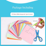 48pcs Children Cartoon DIY Colorful Paper Cutting Folding Toys kingergarden Kids Educational  Art Craft with scissor Tools Gifts