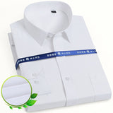 Men's Classic Long Sleeve Solid/striped Basic Dress Shirts Single Patch Pocket Formal Business Standard-fit Office Social Shirt